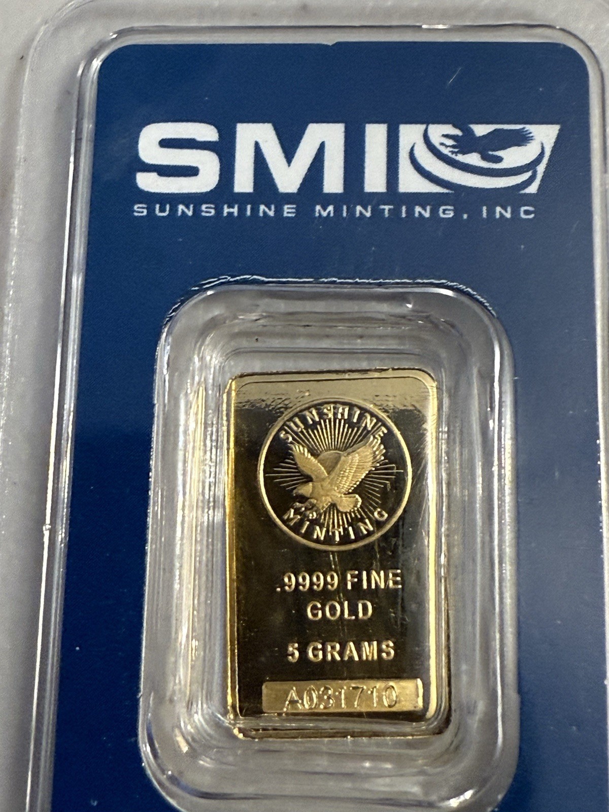5-g Sunshine Mint .9999 Fine Gold Bar In Assay