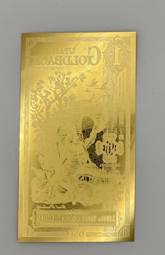 Utah Goldback Aurum 24kt Gold Foil Note BU 1/1000th oz .999 Fine Gold