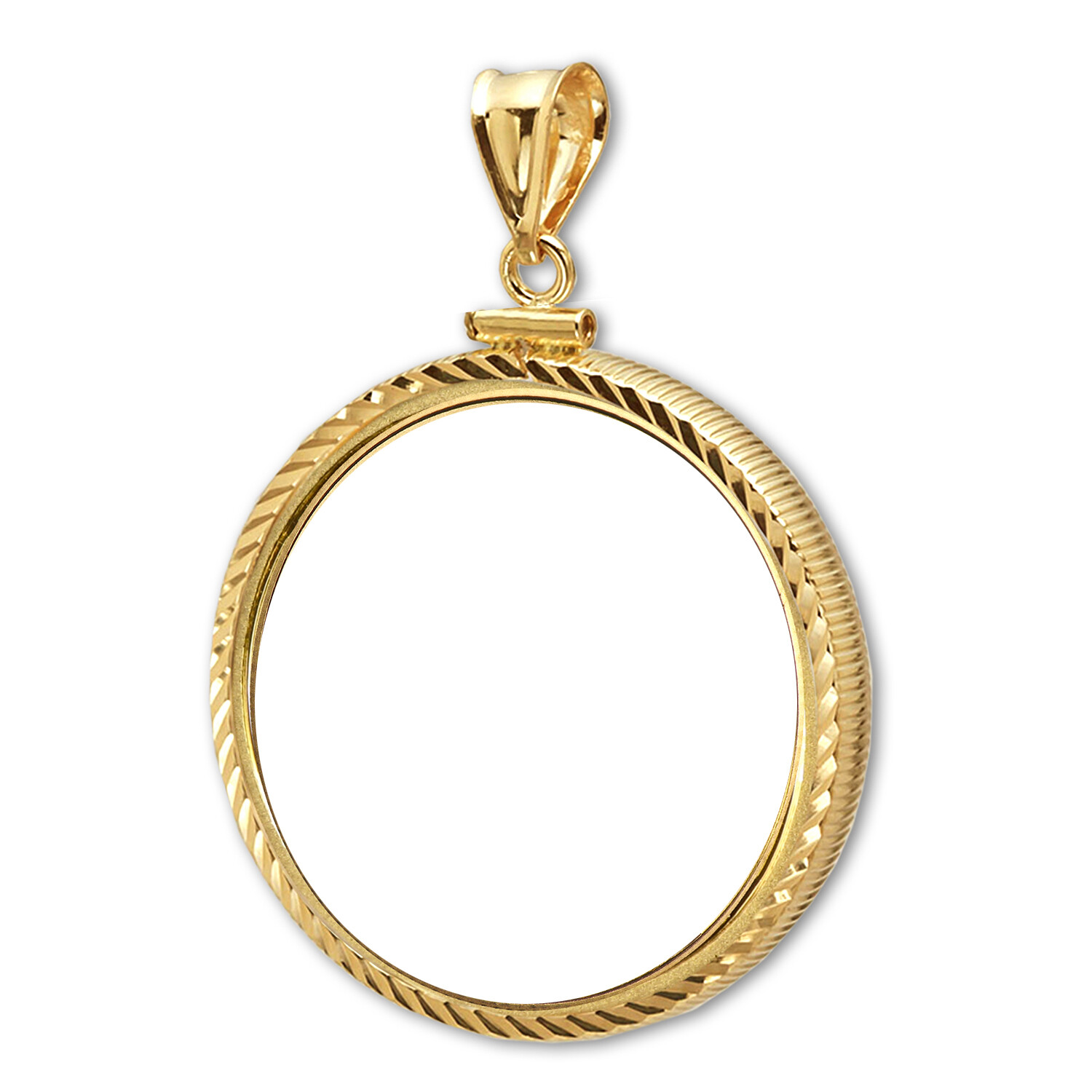 14K Gold Screw-Top Diamond-Cut Coin Bezel – 18 mm