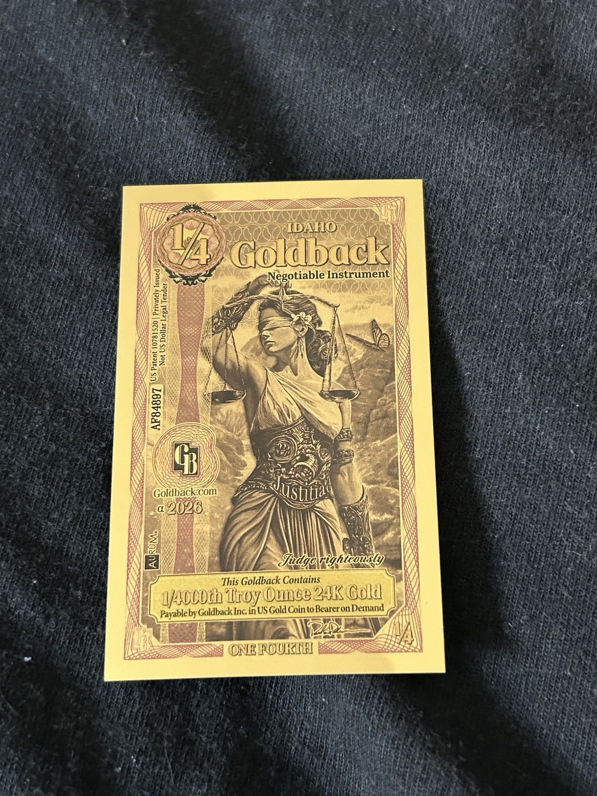 Goldback 2026 Florida 2 & Idaho 1/4 Gold Foil Notes 24K Gold 1/500 oz & 1/4000oz