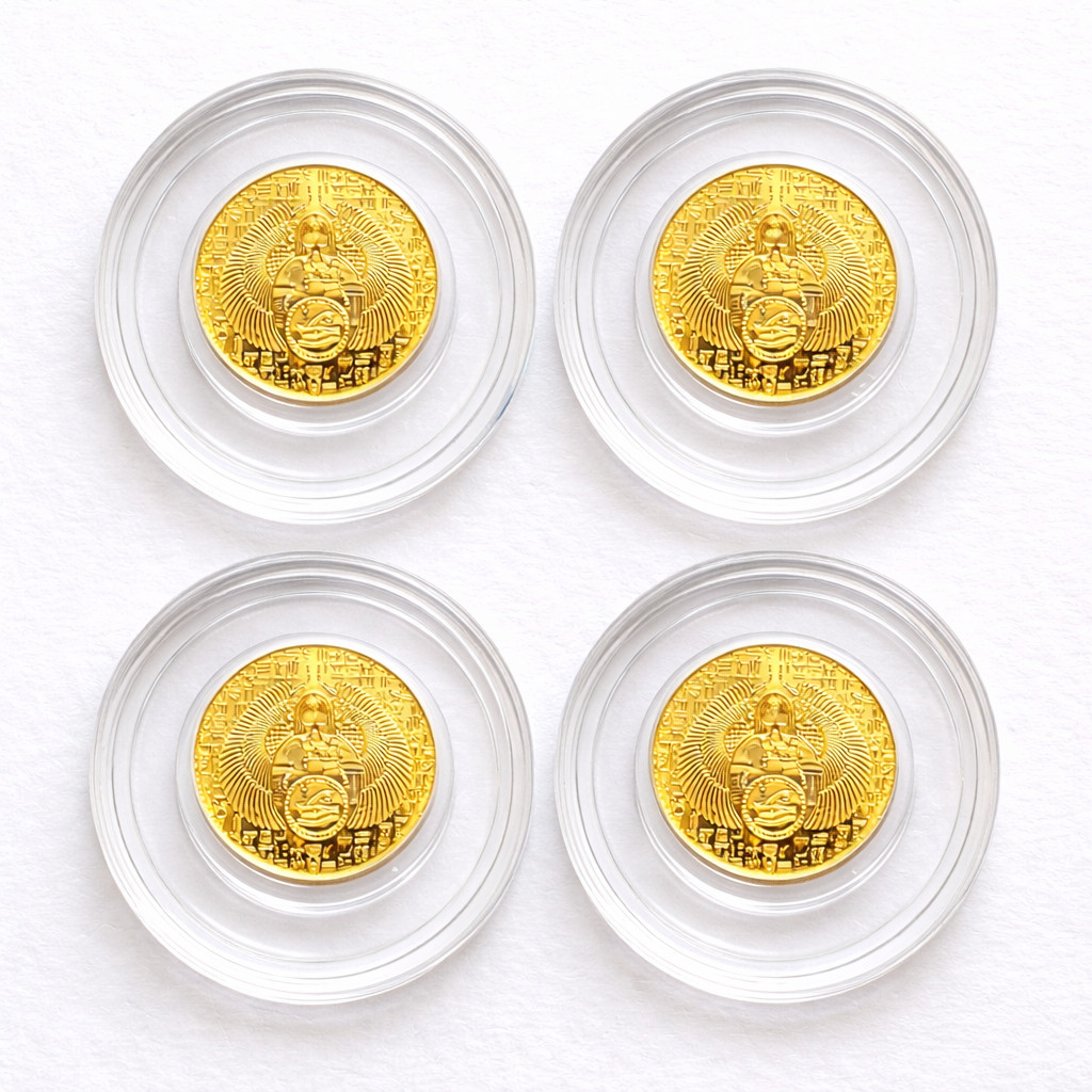 Lot of 4 – 1/200 oz .9999 Pure Gold Egyptian Scarab Round 24K Fine Gold Bullion