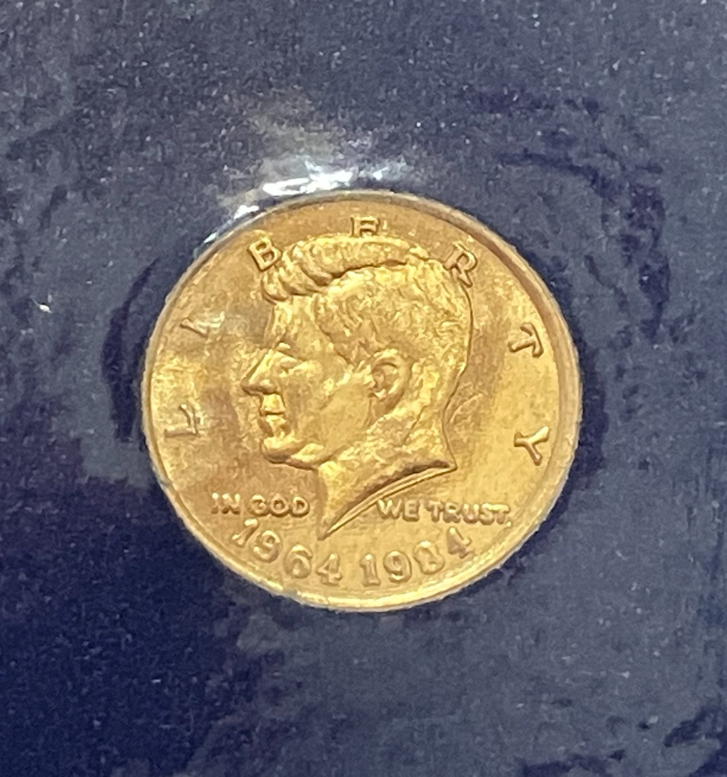 JFK 20th Anniversary Tribute, 14K GOLD Miniature Half Dollar & COA, 1964 – 1984