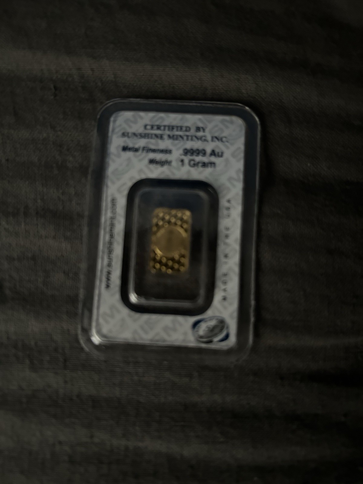 Sunshine Minting (SMI) 1 Gram 9999 Gold Bar-Sealed W Assay! W Security Feature🦅