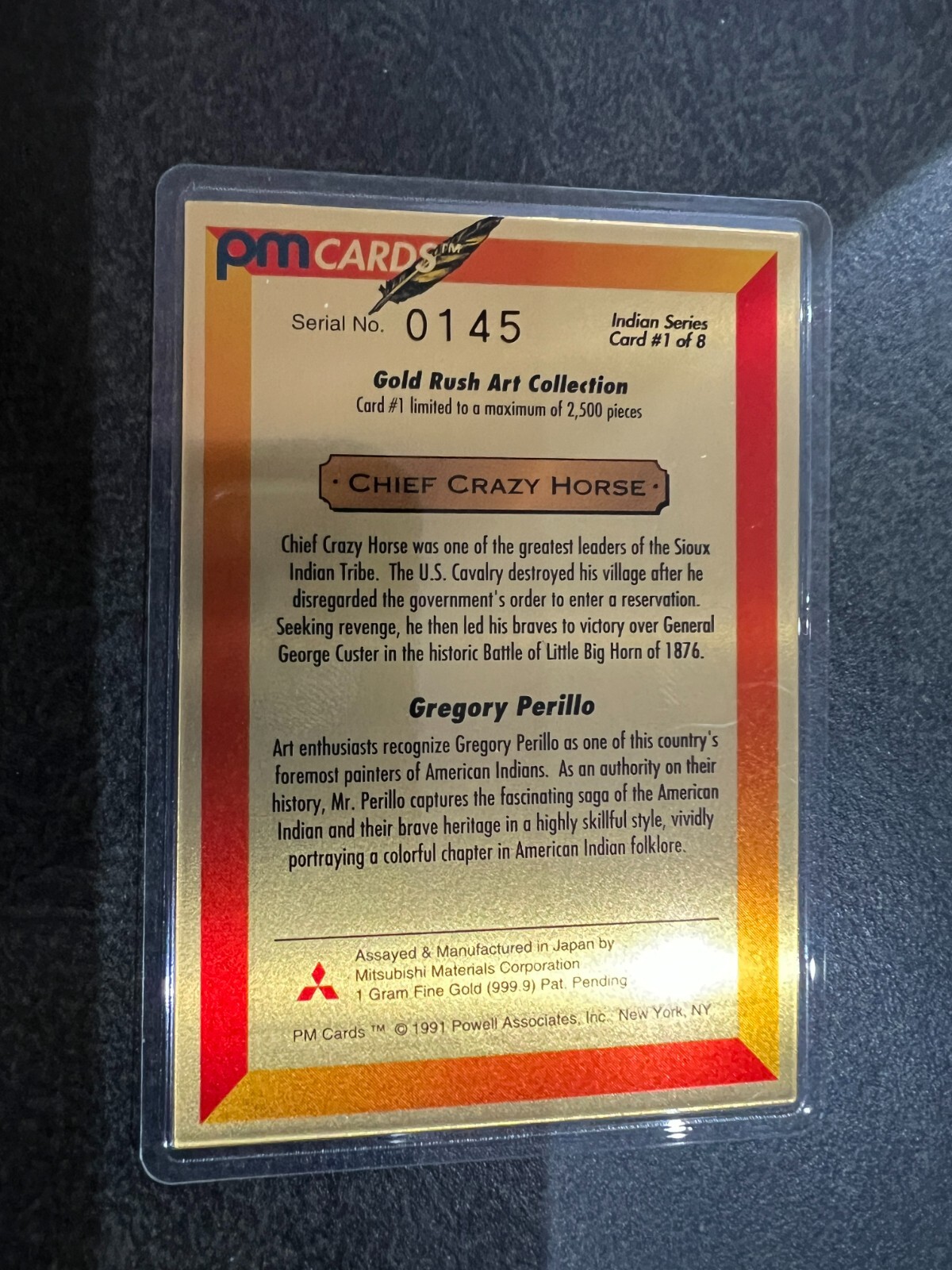 1991 Chief Crazy Horse PM Card Gold Sioux Indian Tribe E0901