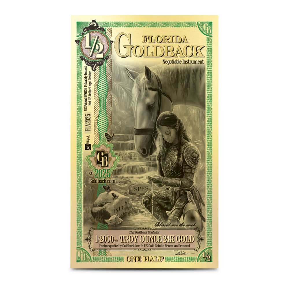 1/2 Florida Goldback Gold Note (100 Pack, New)