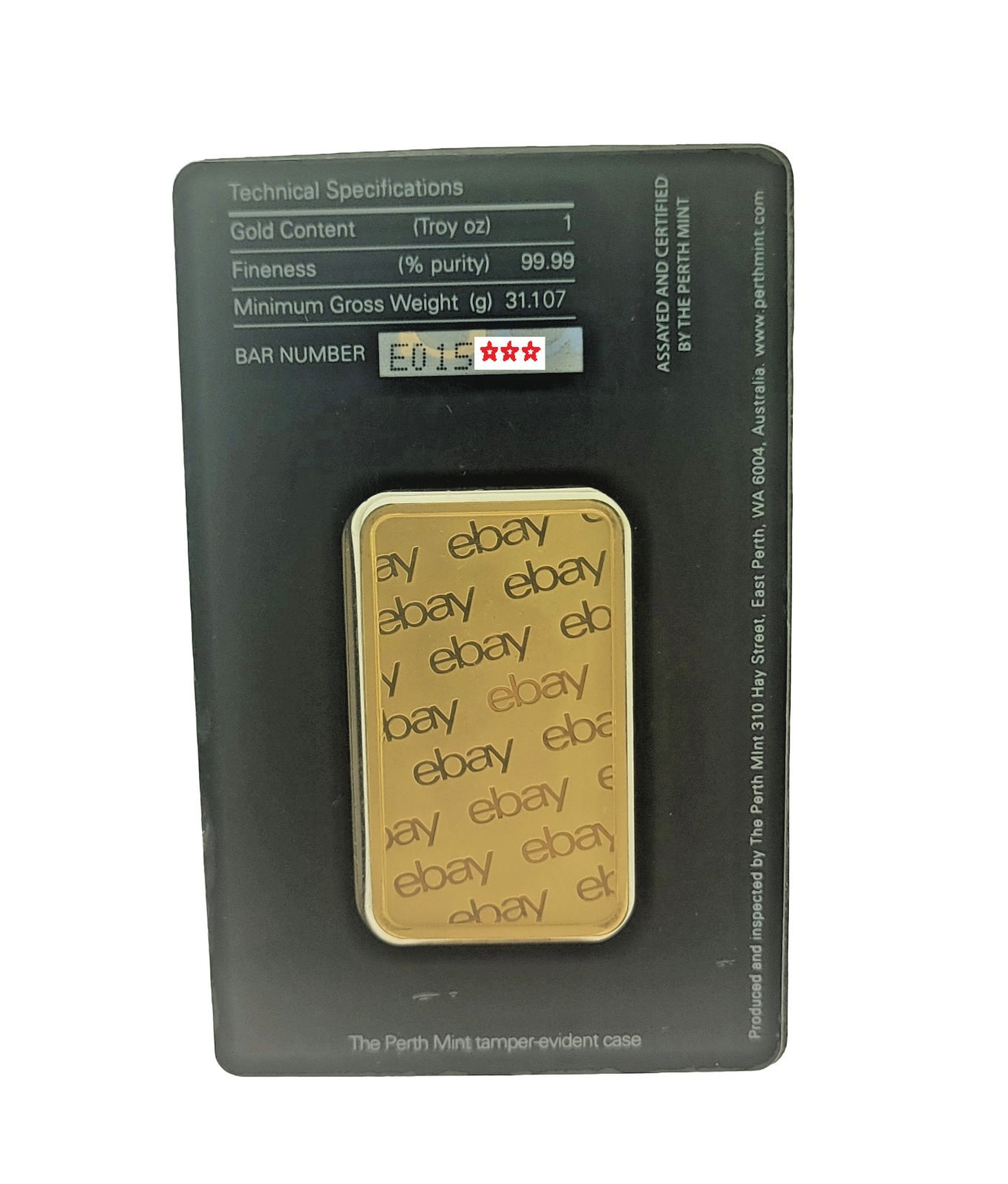Ebay Gold Bar Perth Mint Australia 1 oz. 99.99% Assay Card Serial No. Authentic