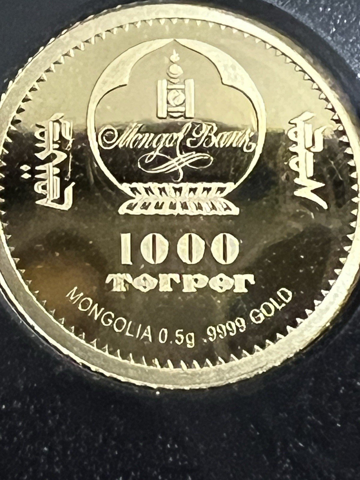 Chinggis Khaan 0.5 Gram Gold Coin .9999 Fine