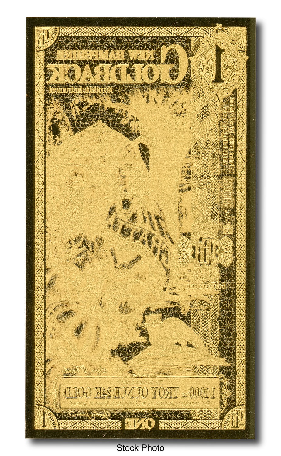 2024 Aurum 1 GB New Hampshire 1/1000 oz 24K Gold Foil Note Ltd. Ed. One Goldback