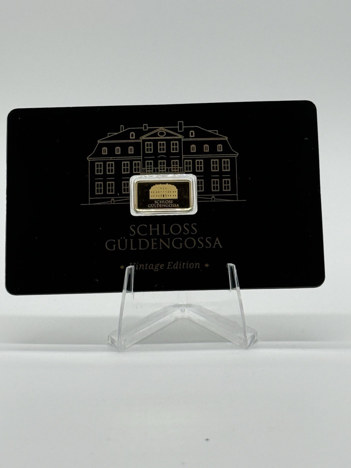 Geiger Gold Bar .5 Gram Schloss Guldengossa Vintage Edition Card .999 Fine