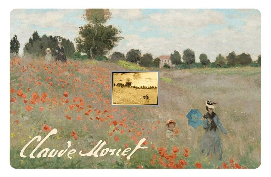 Monet The Poppy Field near Argenteuil 1/1000 Oz Gold Coin 999 card 24k