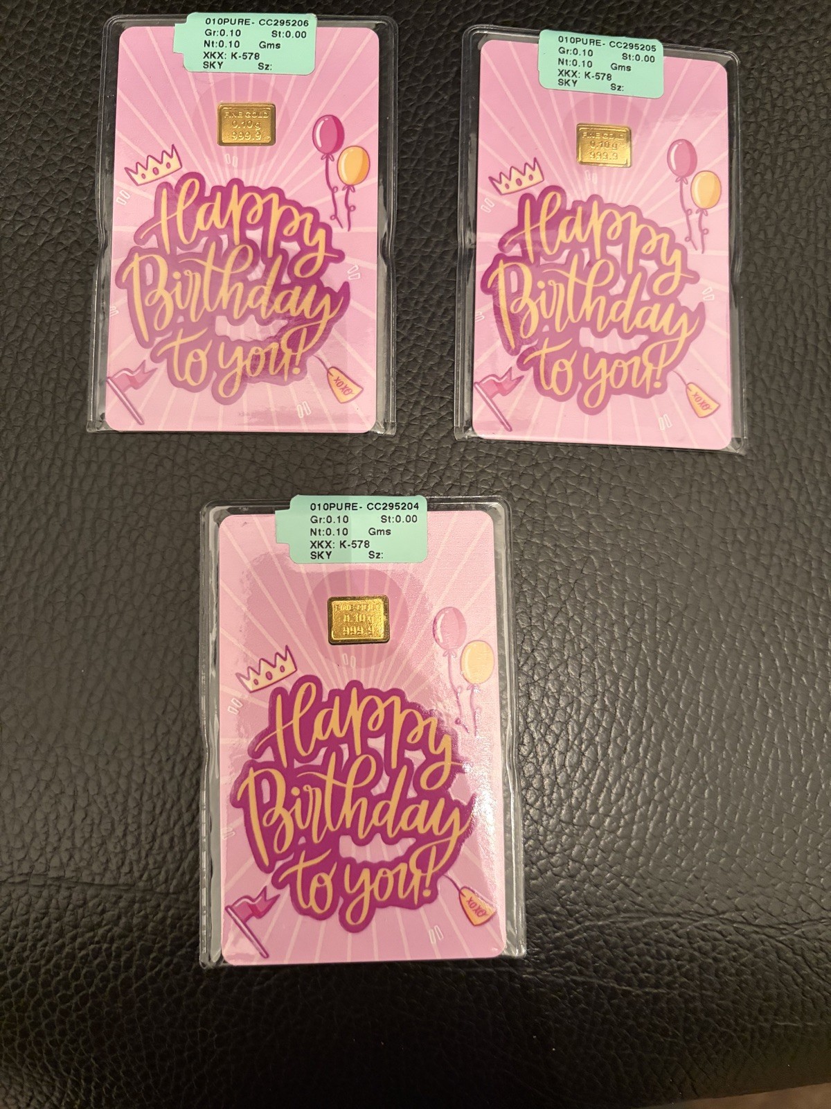 Happy Birthday small Gold Bar 999.9 gold G