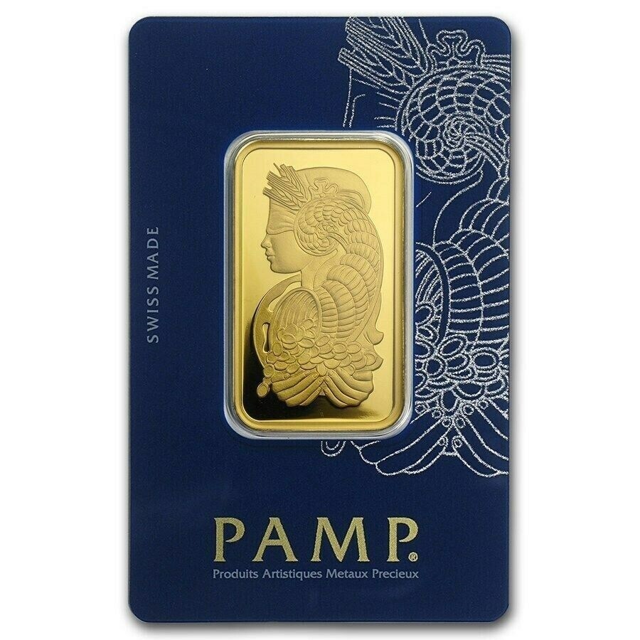 Pendant – PAMP Suisse Fortuna 1 oz .9999 Gold Bar Mounted In 14K Gold Bezel