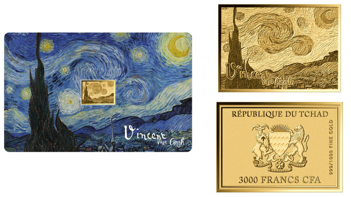 Vincent Van Gogh Starry Night 1/1000 Oz .999 Gold in Coin card