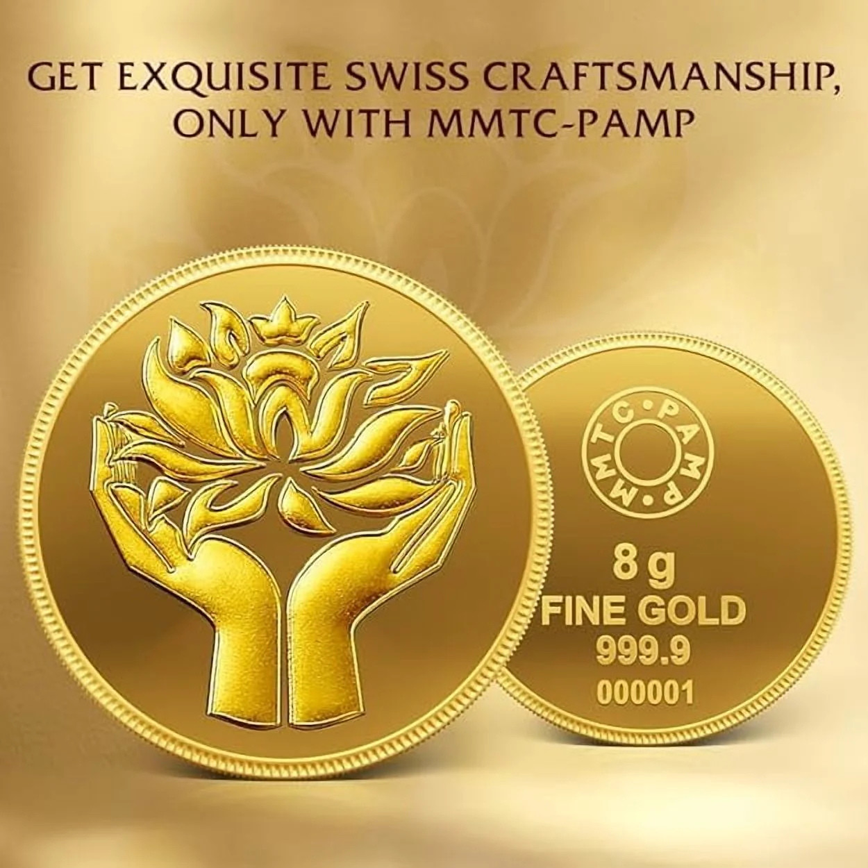 Pamp MMTC Lotus 8 Gram Gold Round – Large Card Assay
