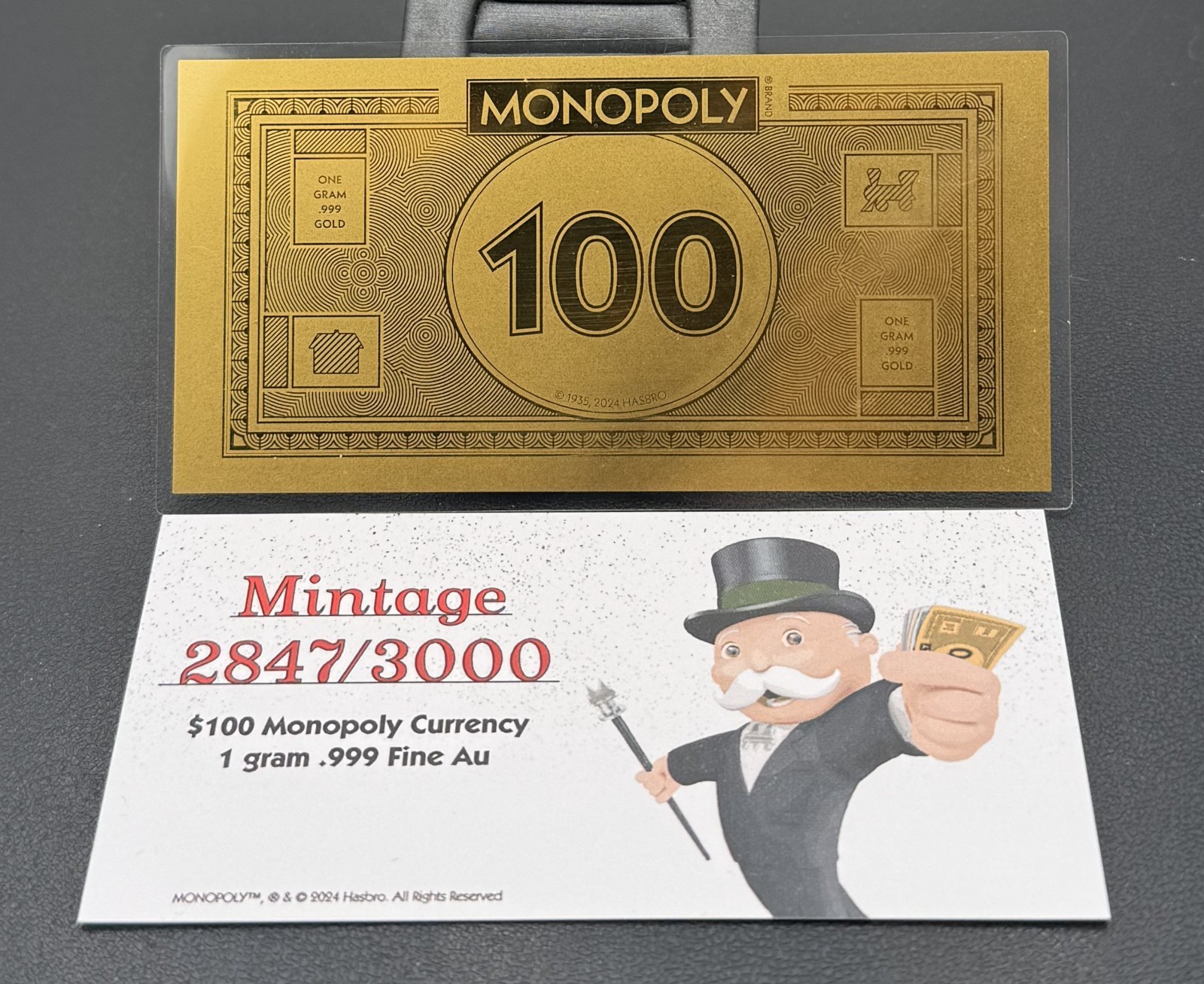 2024 Samoa Monopoly 1 Gram Gold Foil $100 Note by Pamp Suisse in OGP with COA
