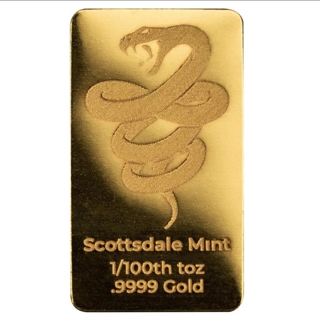 1/100 oz .9999 Gold Bar – Lunar Year of the Snake Gold Bullion Bar #A685
