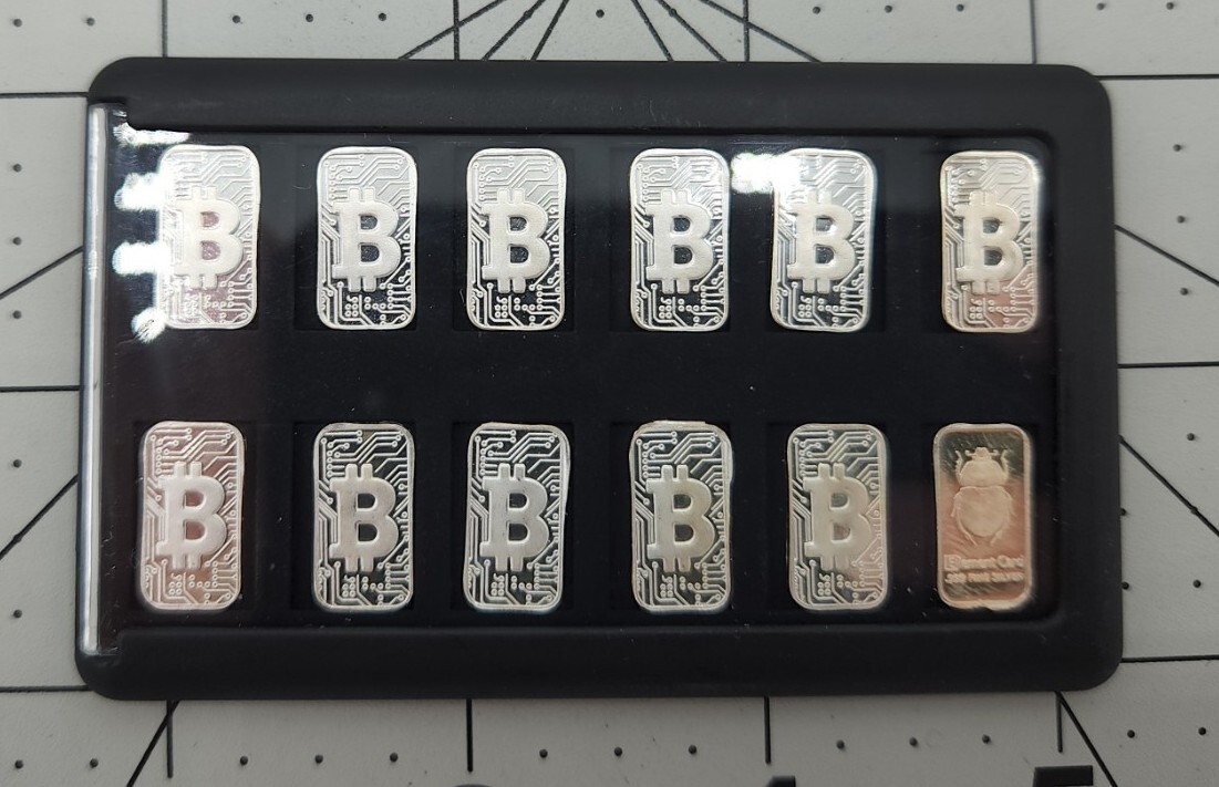 Element Card Twelve 1g Bitcoin 999 Fine Silver Ingots With Holder