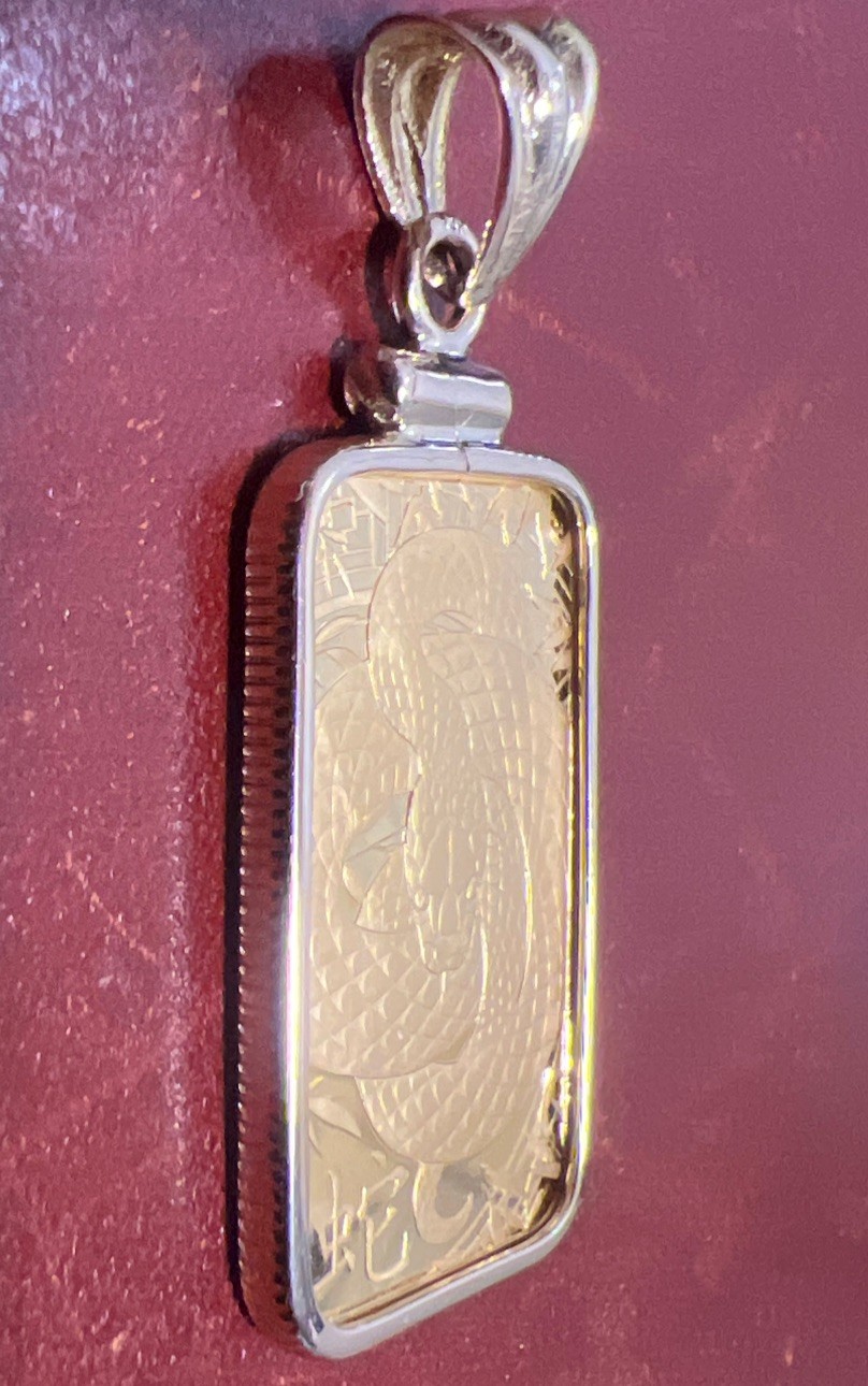 2025/24K/5G. Argor Heraeus Lunar Snake Gold Bar & FREE WITH PURCHASE 14k BEZEL!