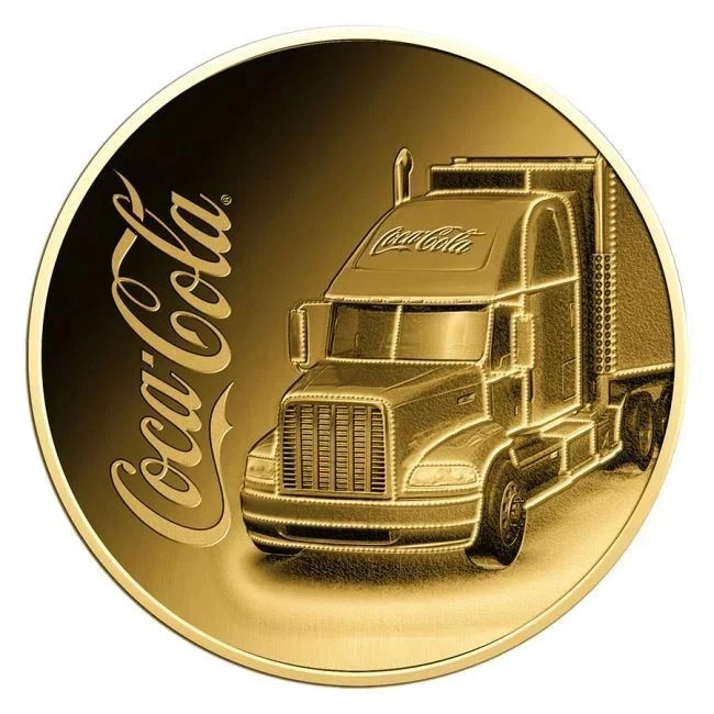 Coca-Cola Truck Coin 1/1000 oz 999 Fine Gold in Card Chad 3000 CFA Francs
