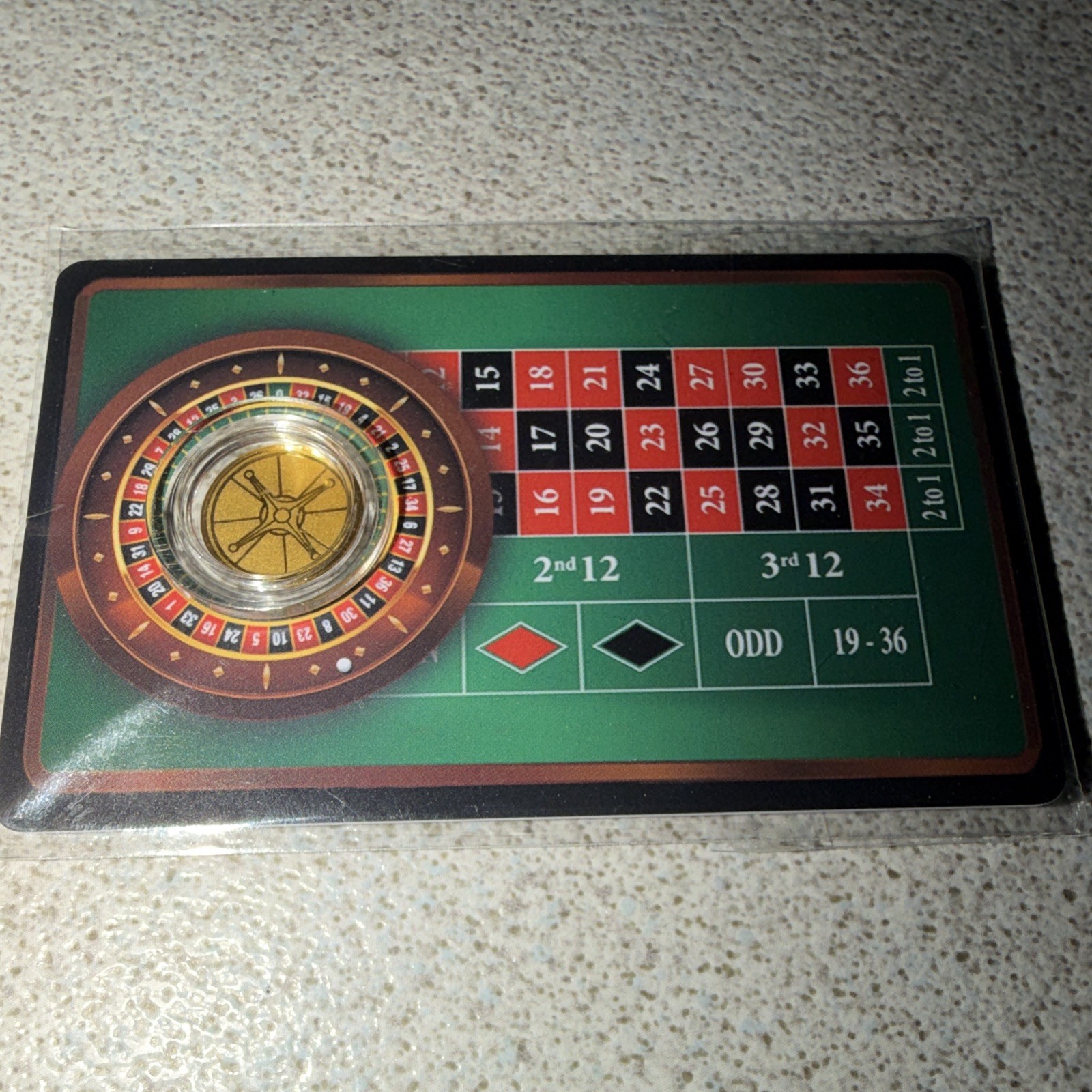 Roulette 1/1000 oz Gold Round In Card. Mintage 10,000