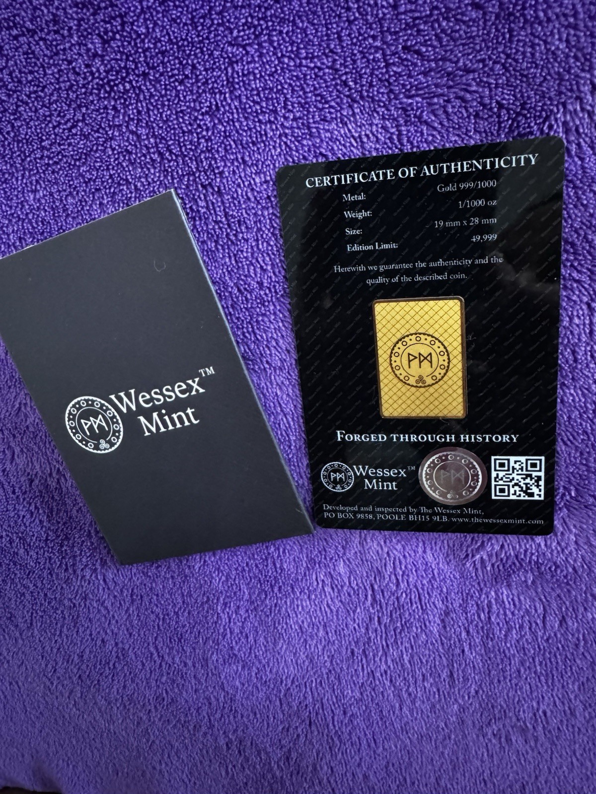 Wessex Mint 1/1000th ArchAngel Michael Leaf Limited Edition Gold Bar Mintage 49k