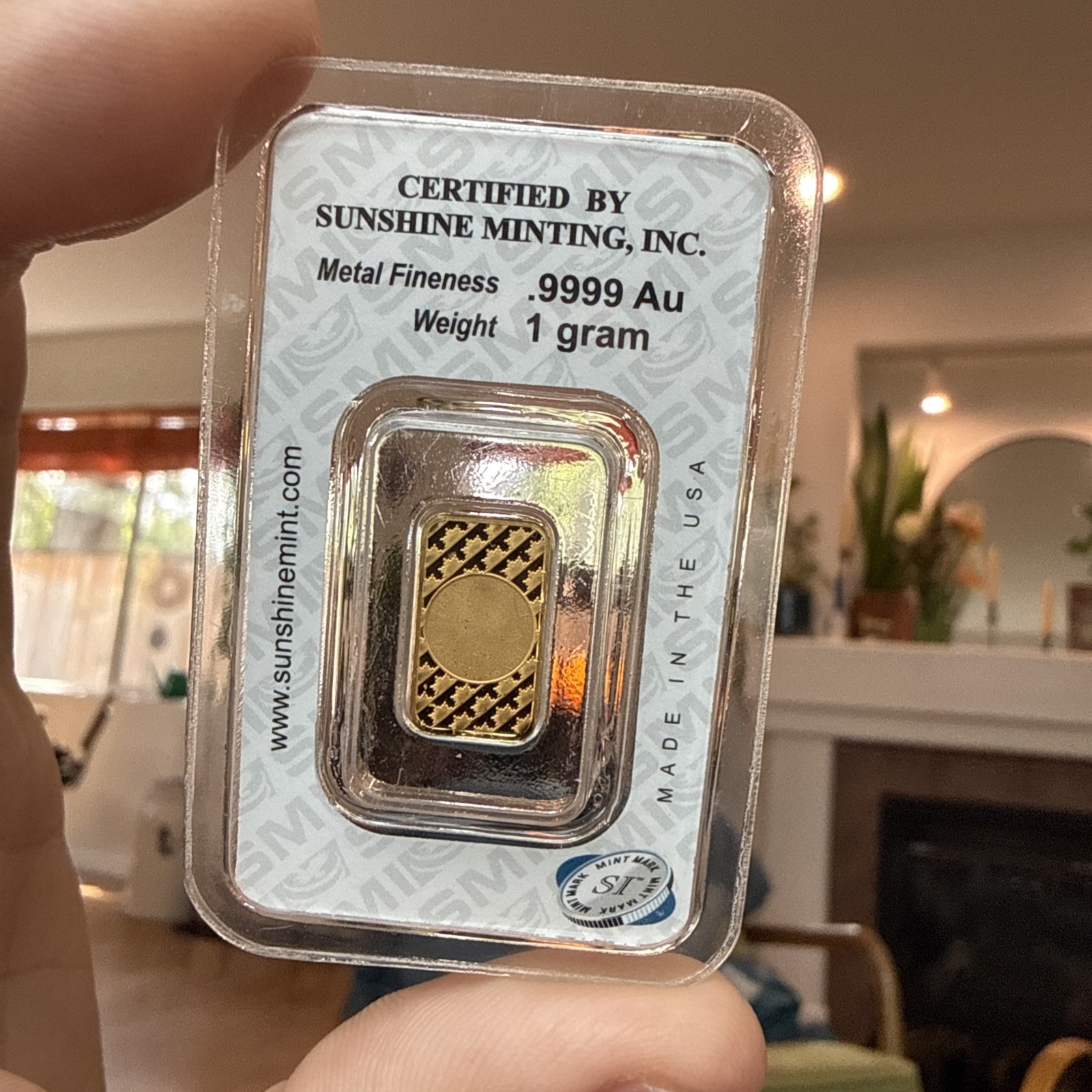 1 Gram Sunshine Gold Bar (New w/ Assay, MintMark SI)