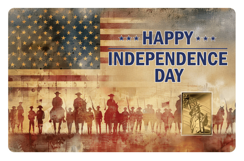 USA Happy Independence Day 1/1000 oz Pure Gold Bar in Card