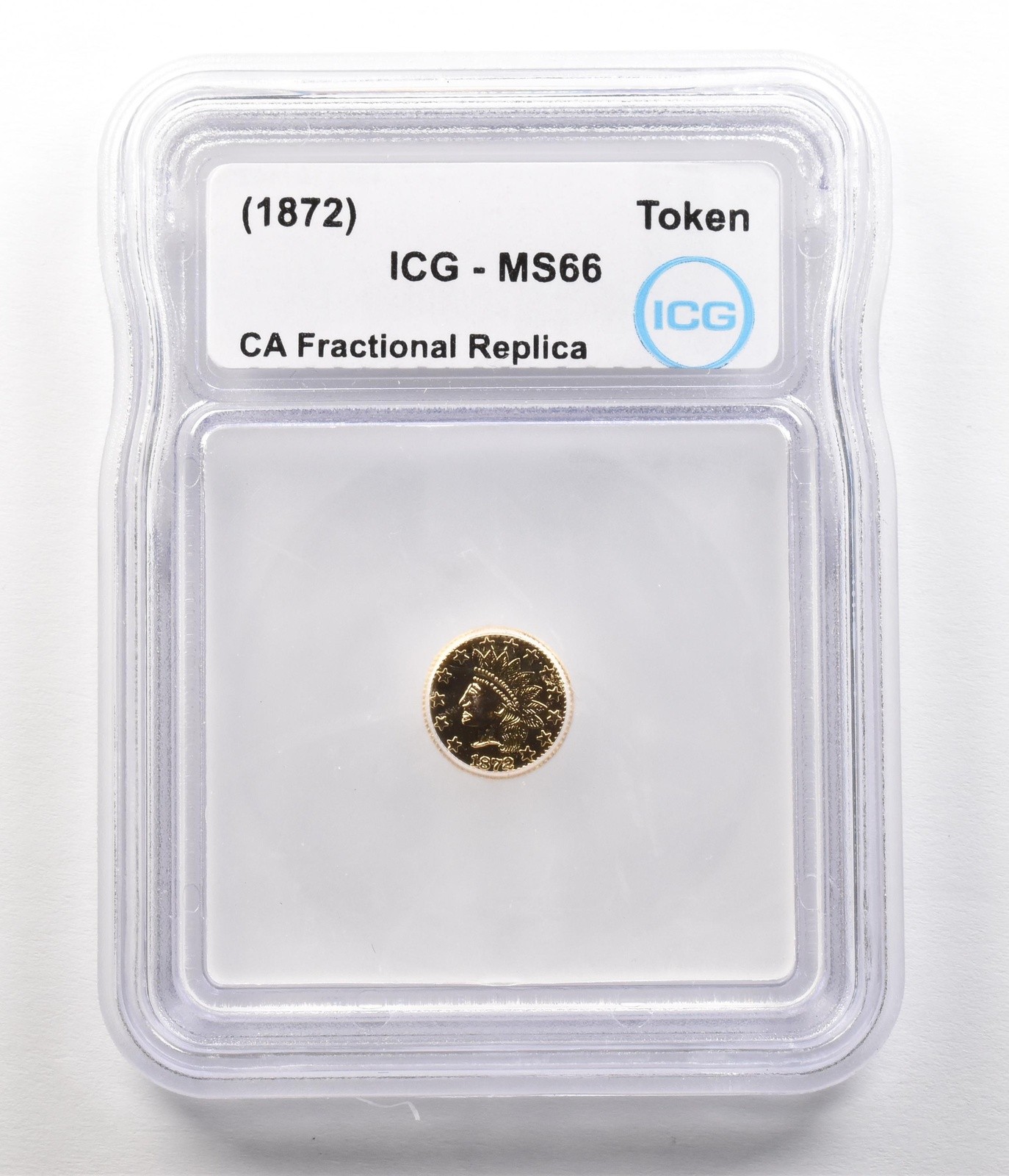 (1872) California Fractional Gold Token Indian Head 1/2 Dollar MS66 ICG *4922