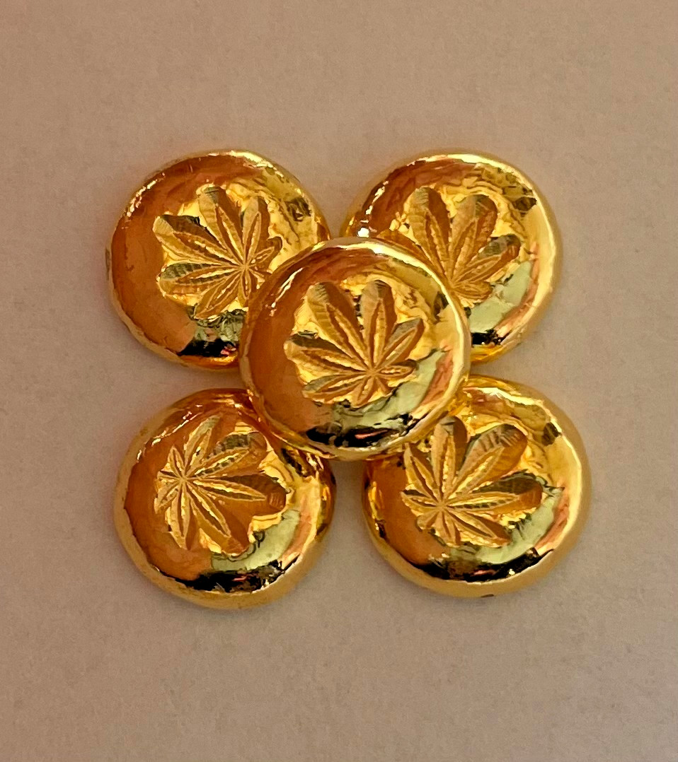 Pot leaf 2.5 g GOLD .9999 hand poured 2026 bar 99.99% pure solid gold marijuana