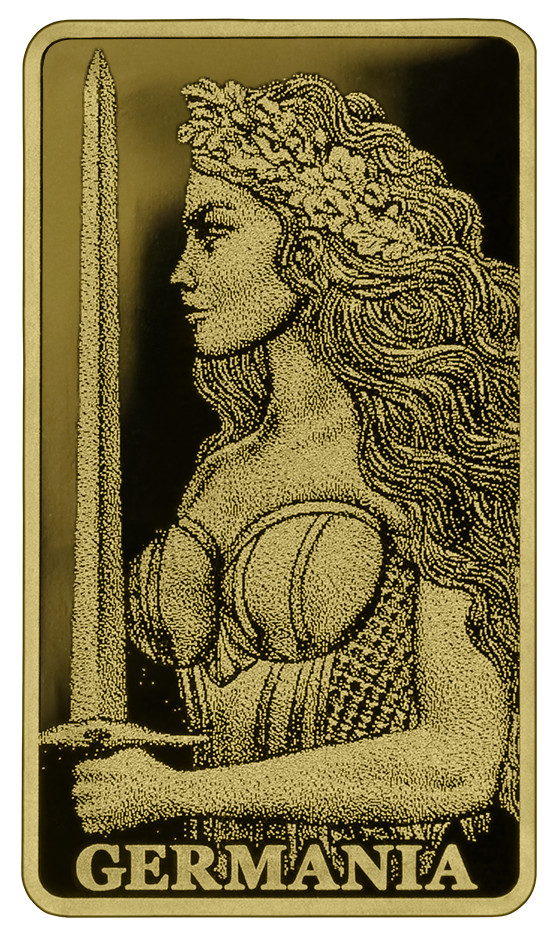 Germania Mint Lady Germania Minted 1/200 oz Gold Bar in Assay Card
