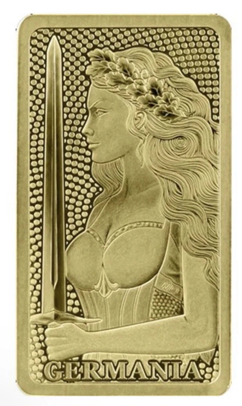 2025 Germania 1/100th Proof Gold Lady Germania in Assay