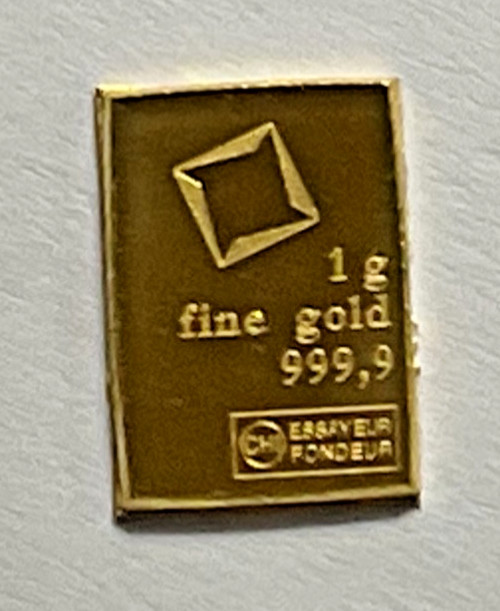 Lot Of 2- 1 Gram Gold Bar Loose -Valcambi Suisse .9999 Fine Gold, Secondary Mkt