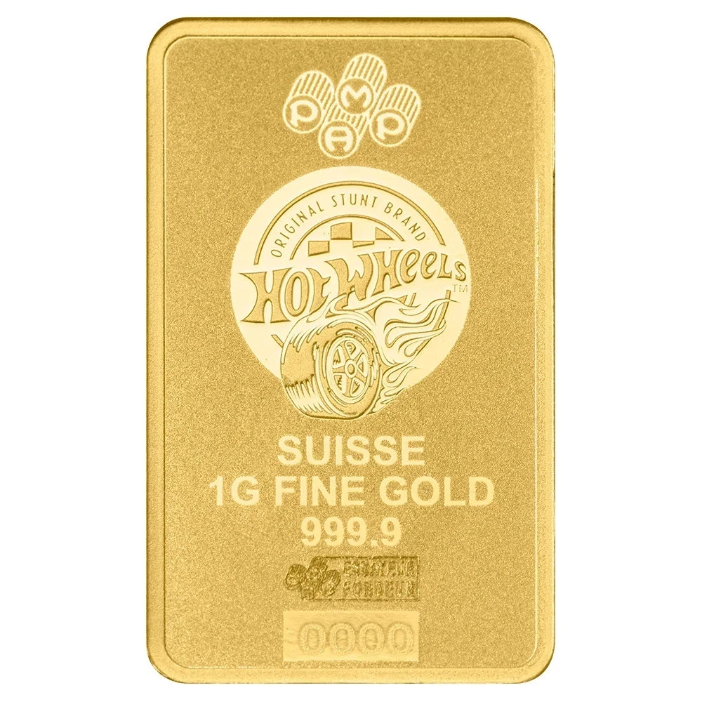 2025 PAMP Suisse Hot Wheels™ Race to Win 1g Pure Gold Bar – Assay Card (/5,000)