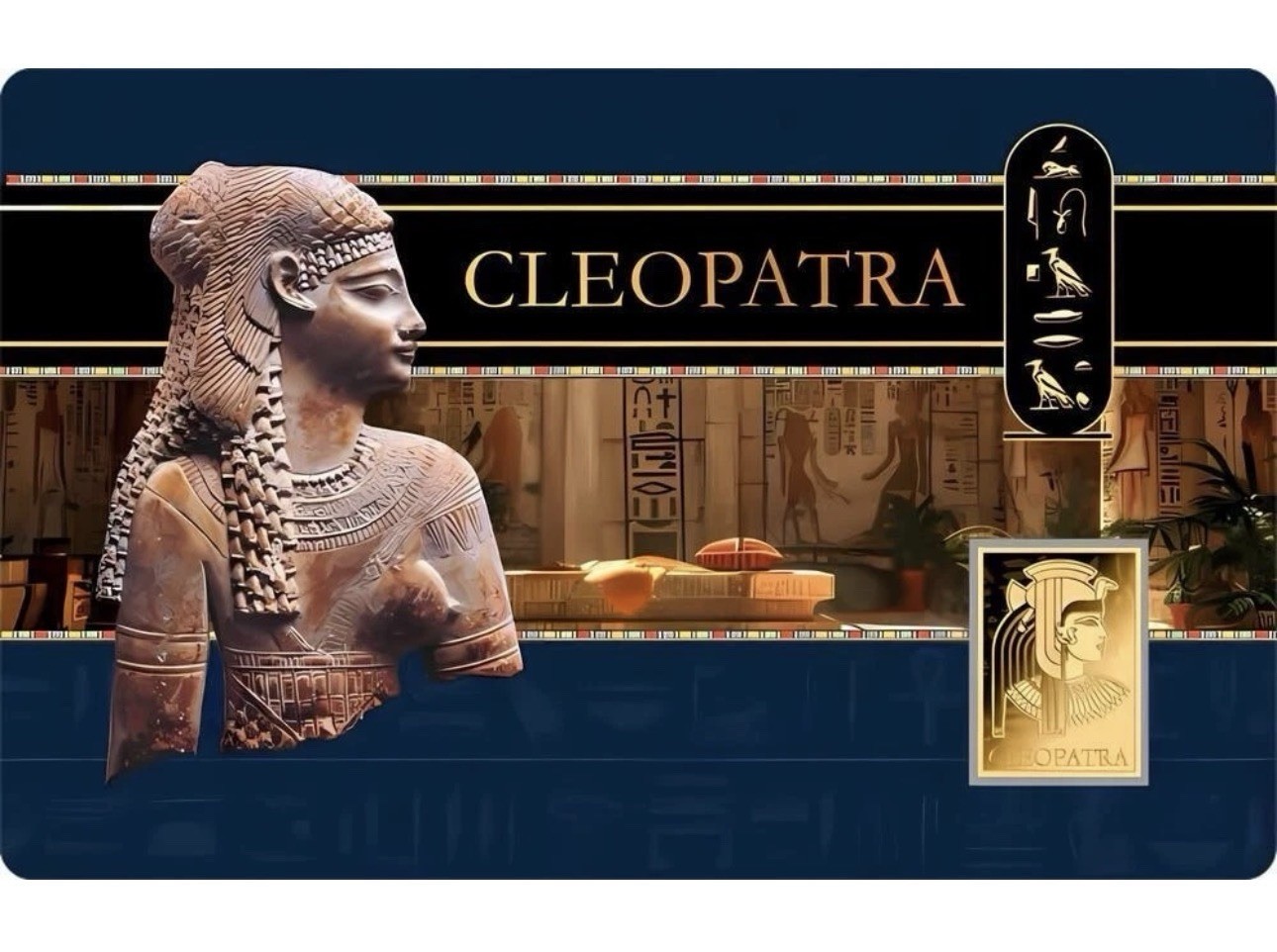 CLEOPATRA 1/1000 Oz .999 Gold in Coin card 3000 Francs Chad 2024