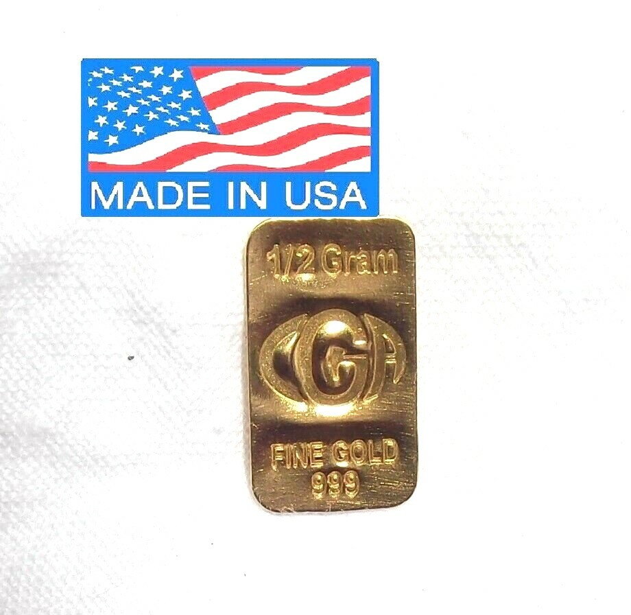 1 / 2 GRAM GOLD BAR 24K PURE CGA PREMIUM BULLION INGOT 9999 FINE CERTIFIED !