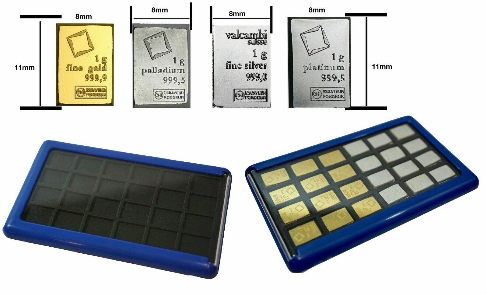 Element Card with 1g Silver Valcambi Combibar Bullion Wallet Bars Case