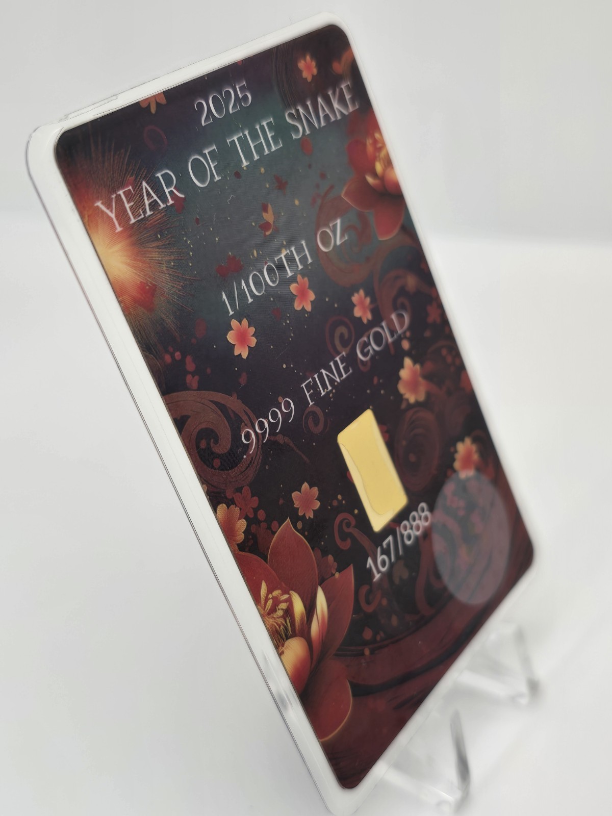 2025Lunar Year of the Snake 1/100 Oz .9999 Gold Bar in Card 167/888 Low Mintage