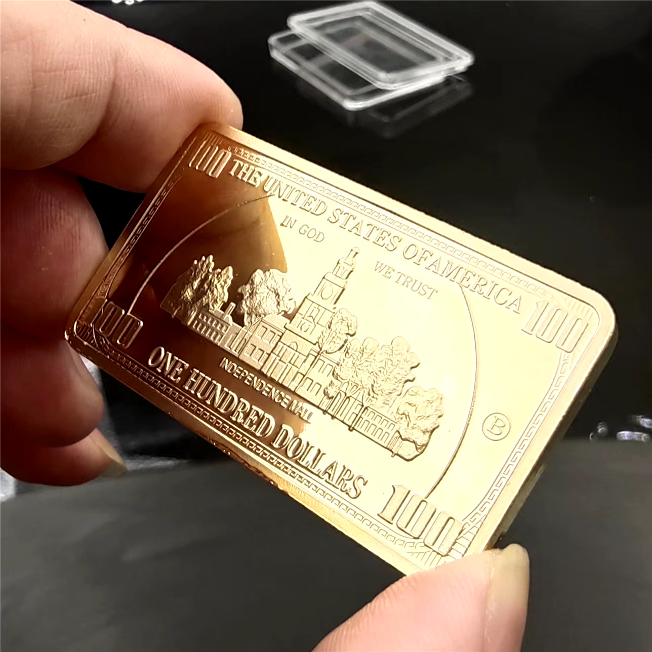 USA 100 Dollar Bullion 24K Gold Color Bar American Metal Coin