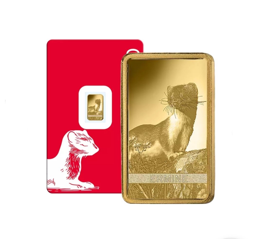 NEW 1g Gold Bar PAMP Ermine 2026 999.9 Fine Gold Ermine NEW RARE