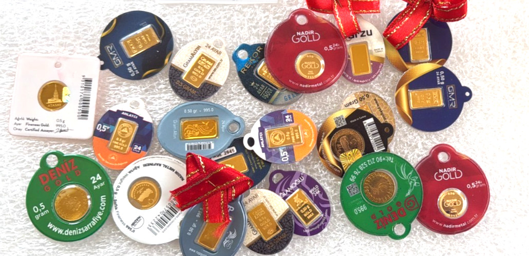 mixed 1/2 gm sealed gold bars x 1