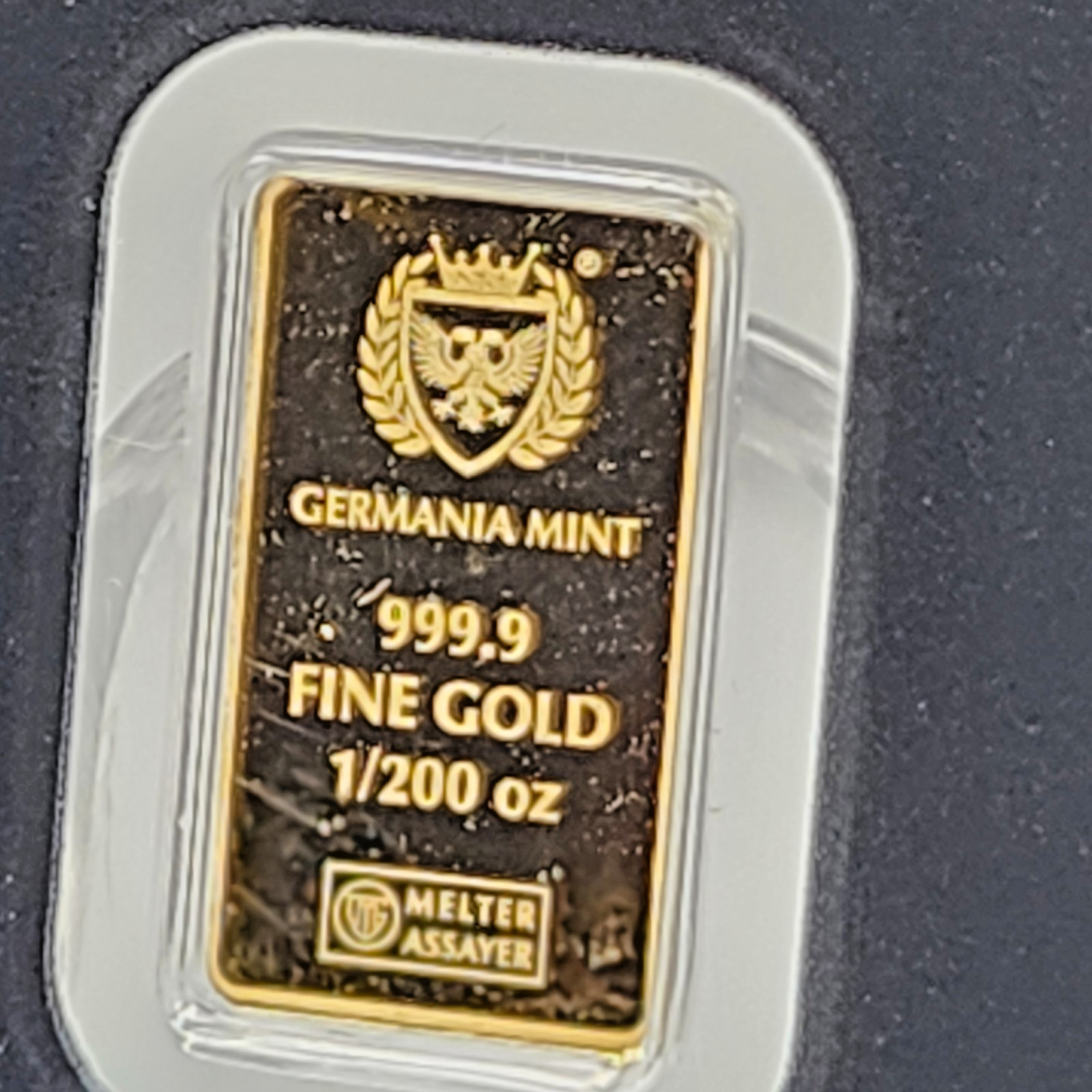 Germania Mint 1/200oz Gold Lady Germania Proof Bar W/ Safepack Assay Card