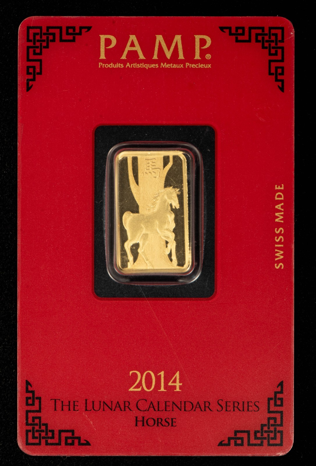 PAMP Suisse 5 gram Gold Bar – Lunar Horse 2014 – ASSAY CoA Card – SKU-G6500