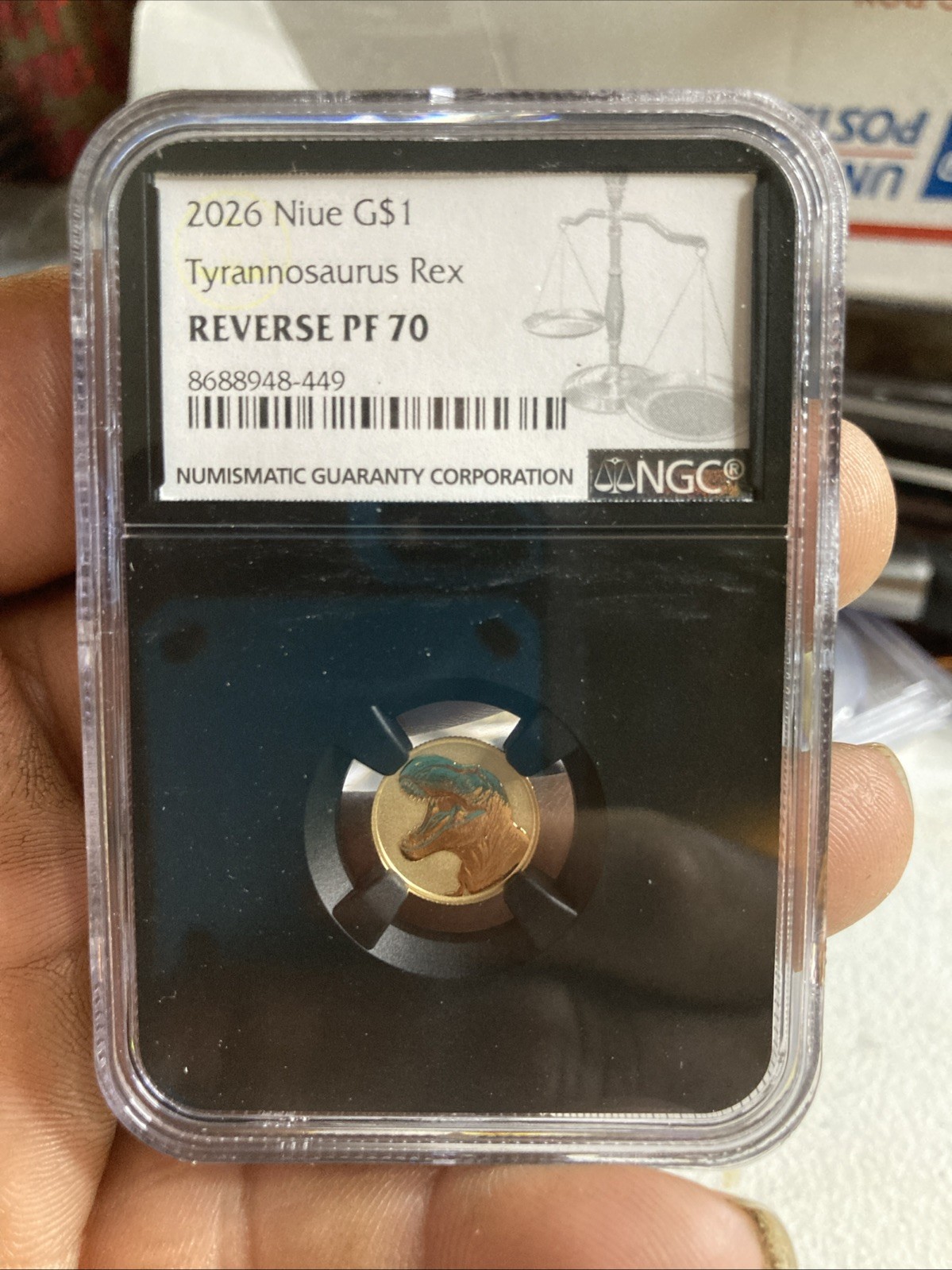 2026 REVERSE PF70 1g $1 NIUE 22kt FINE GOLD *TYRANNOSAURUS REX *NGC CERT