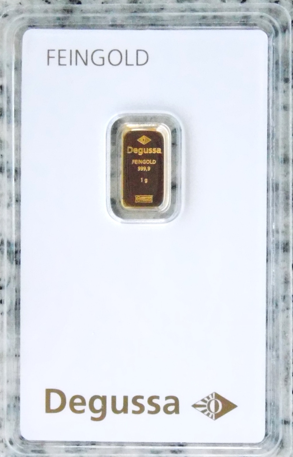 Gold Bar Degussa 1 Gram 999.9 Fine Original Blister Card Certificate 1g Gold
