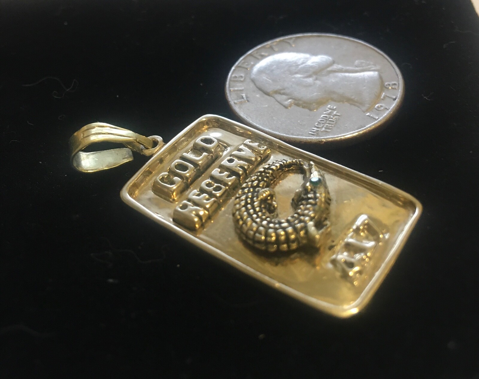 10 Karat Gold Alligator Ingot Pendant