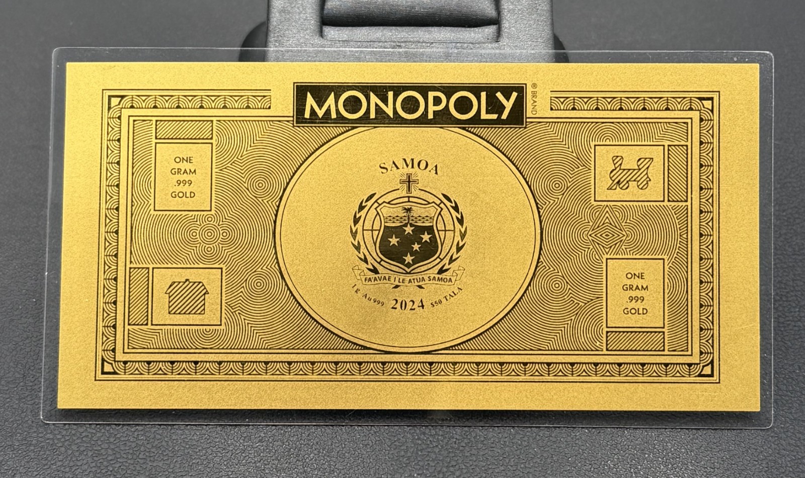 2024 Samoa Monopoly 1 Gram Gold Foil $100 Note by Pamp Suisse in OGP with COA