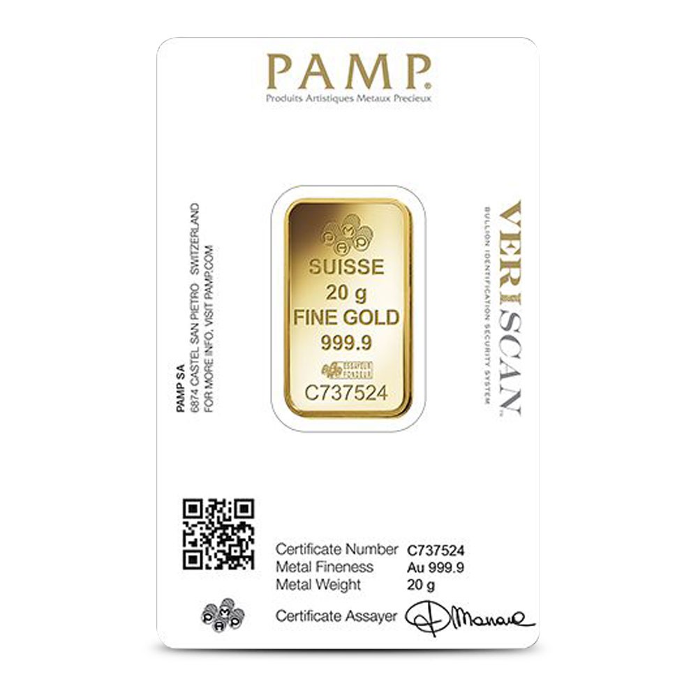 20 Gram PAMP Suisse Fortuna Veriscan Gold Bar (New with Assay)