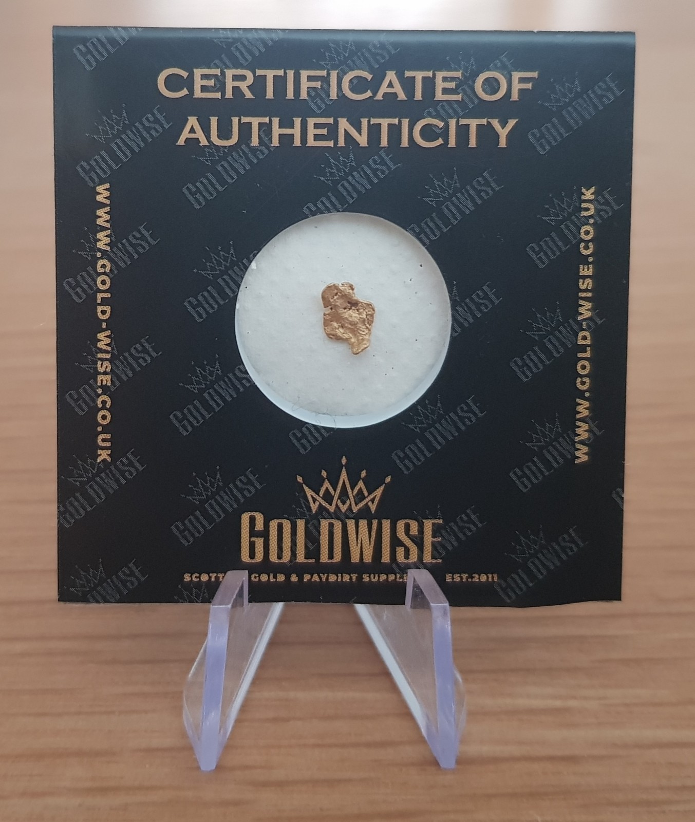 Scottish Gold Nugget Hand Panned by Goldwise 0.16g in COA