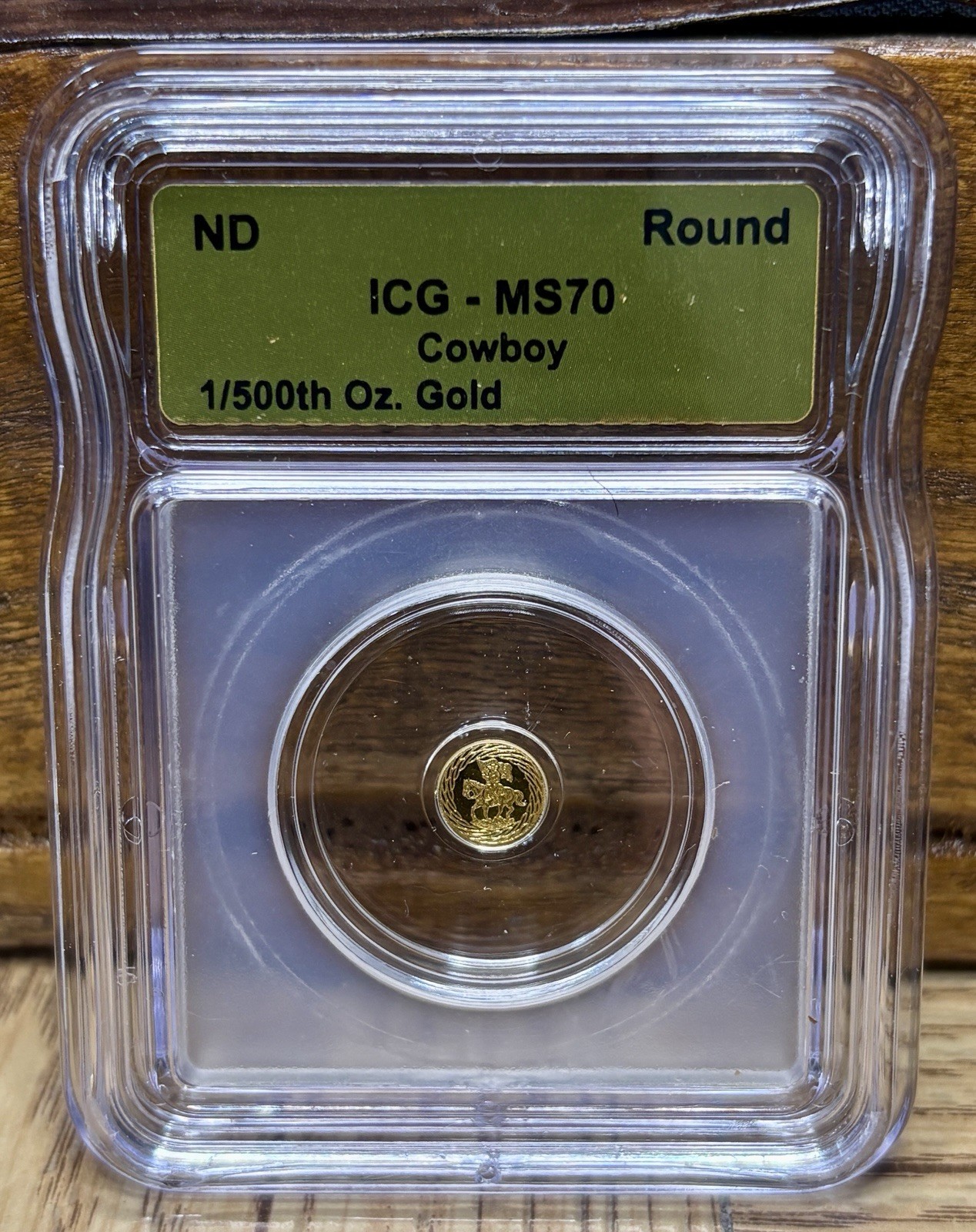 ICG MS70 Cowboy Gold Round – 1/500th oz Gold .9999 Mintage 5,000