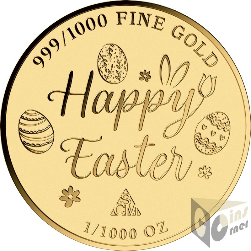 Happy Easter 1/1000 Oz 999 Gold Medal